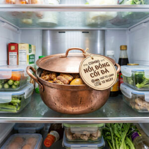 combo nồi đồng cối đá